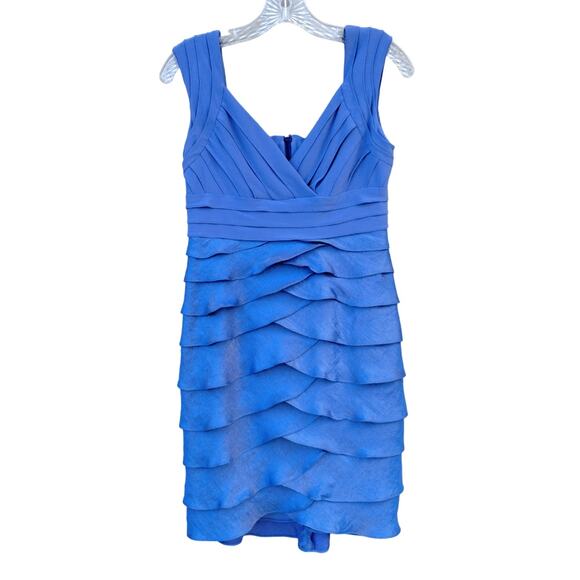 Adrianna Papell Periwinkle Blue  Mini Dress Sz 4P Ruffles Sleeveless Purple ish - Picture 1 of 9